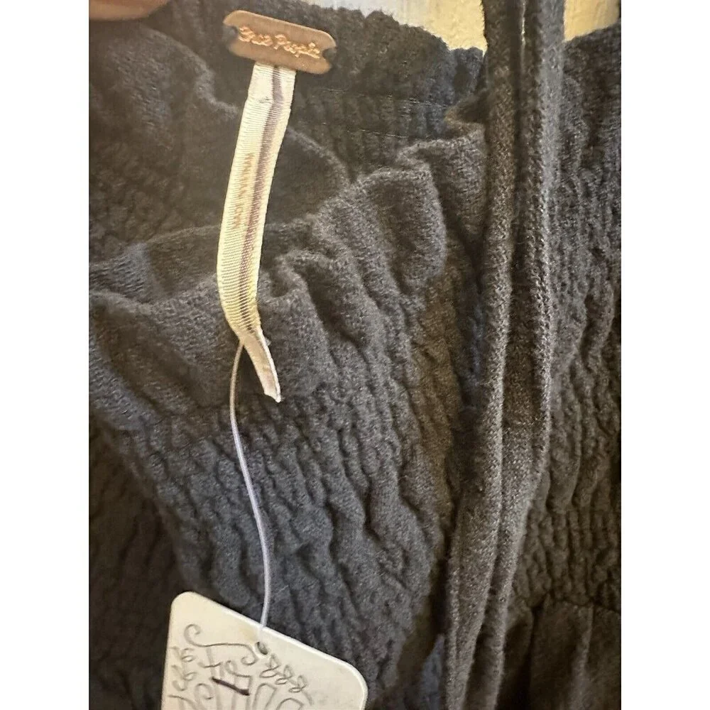 Free People Smocked Mini Dress This Is Everything Black Boho Sz‎ Medium NEW